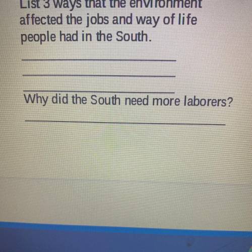Need help on both questions, it’s on the southern colonies.