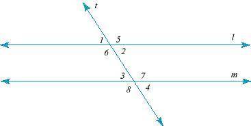 Lines l and m are parallel. Which of the following pairs of angles are alternate interior angles? ∠