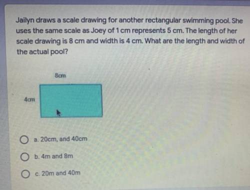 Jailyn draws a scale drawing for another rectangular swimming pool. She

 
uses the same scale as J