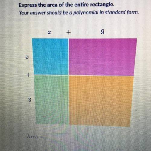 Express the are of the entire rectangle