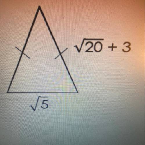 Find the perimeter of the triangle in simplest form.