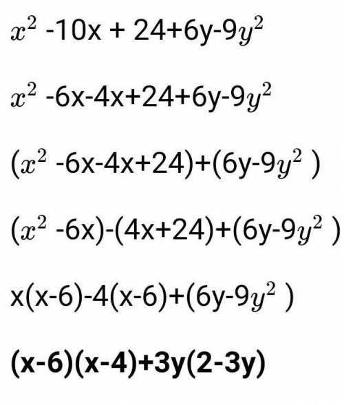 Pz help me do this factorize x^2-10x +24+6y-9y^2
