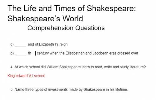 Fill in the short blanks only 3 questions - shakespeare asap