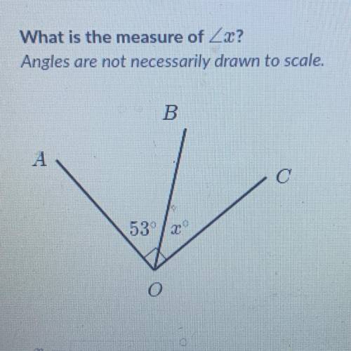 What is the measure of Zx?
Angles are not necessarily drawn to sca
B
А
o
53° /