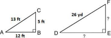 Triangles ABC and DEF are similar triangles. What are the lengths of the unknown sides? Question 10