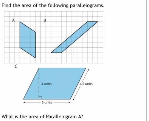 What’s the area of parallelogram A shown?