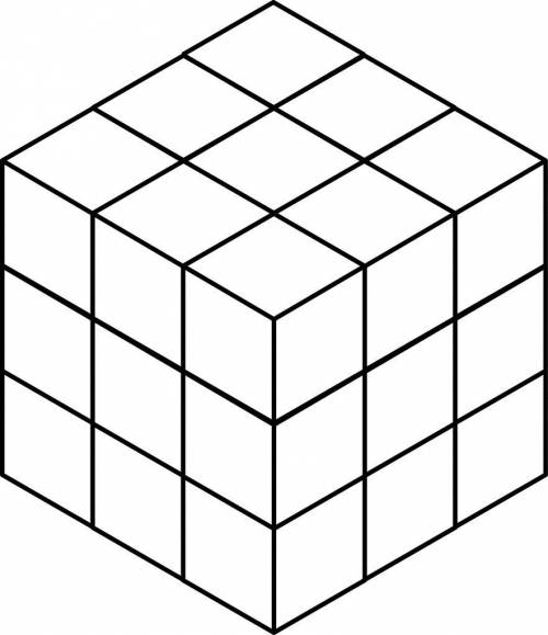the cube shown is composed of 27 unit cubes. The top and bottom faces of the cube are painted red,