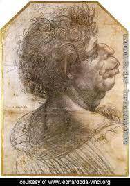 What's Leonardo da Vinci's tone when he drew the Grotesque Drawing of Man ?