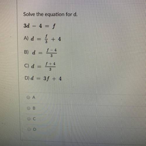 Solve the equation for d.