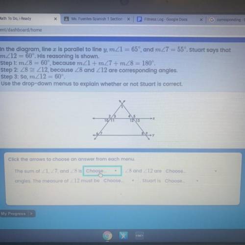 HELPPPPPP

In the diagram, line x is parallel t