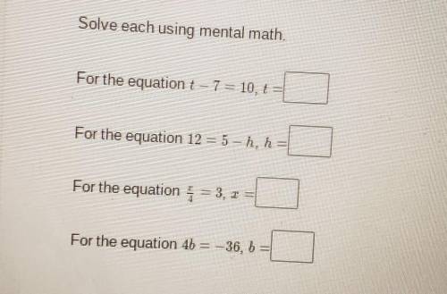 Solve each using mental math.