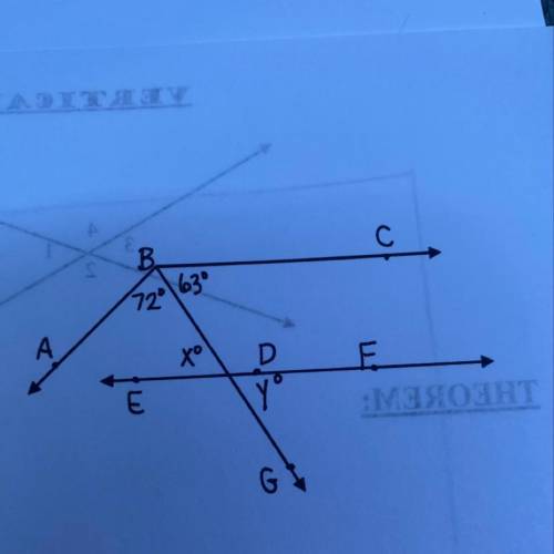 4) Find x and y if angle CBD is congruent to angle FDG.