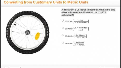 A bike wheel is 26 inches in diameter. What is the bike wheel's diameter in millimeters (1 inch = 2