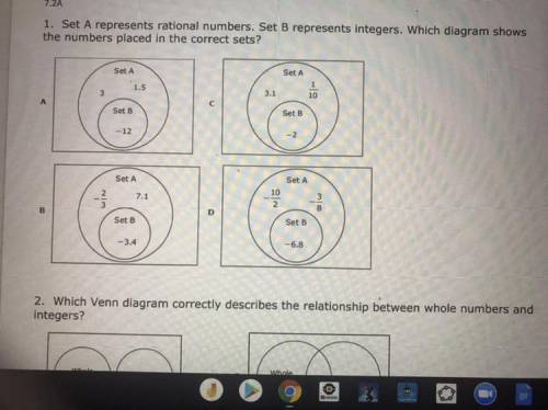 1. Set A represents rational numbers. Set B represents integers. Which diagram shows

the numbers