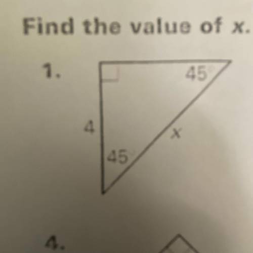 Find the value of x. write your answer in simplest radical form