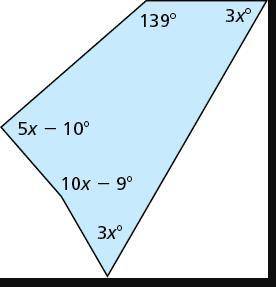 Item 4 The sum of the angle measures of the polygon is 540°. Write and solve an equation to find th