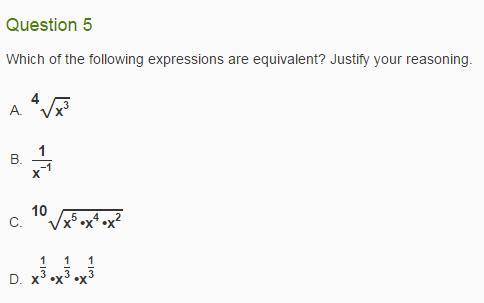 Which of the following expressions are equivalent? Justify your reasoning. (See image)