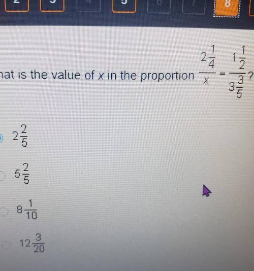What is the value of x in the proportion