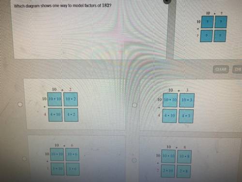 Which diagram shows one way to model factors of 182