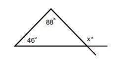 What is the degree measure of x? A) 67° B) 88° C) 111° D) 134°