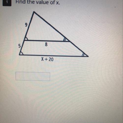 Find the value of x.
8
5
X + 20
I need help please