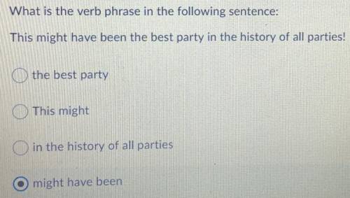 NEED HELP ASAP

What is the verb phrase in the following sentence:
This might have been the best p