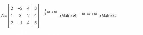 Matrix C is a transformation of matrix B, and matrix B is a transformation of matrix A, as shown be