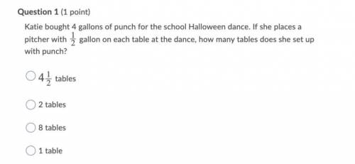 Katie bought 4 gallons of punch for the school Halloween dance. If she places a pitcher with 12 gal