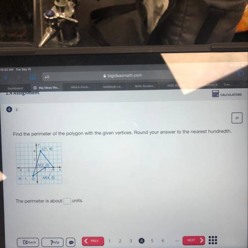 Find the perimeter of the polygon with the given vertices. Round your answer to the nearest hundred
