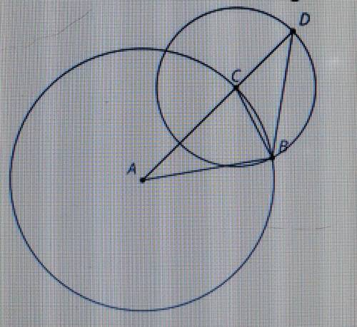 This diagram was constructed with straightedge and compass tools. A is the center of one circle, an