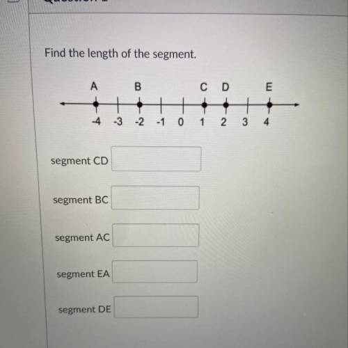 Find the length of the segment.

A
B
C D
E
-4 -3
2
-1
0
1
2
3
4
segment CD
segment BC
segment AC
s
