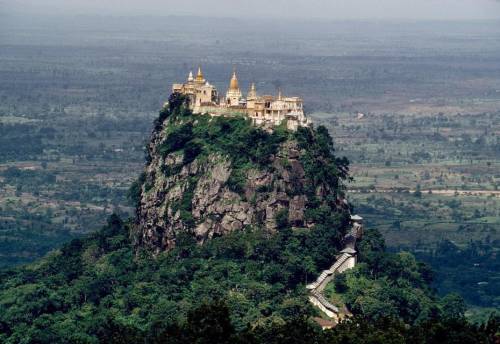 Using the picture of Taung Kalat Buddhist monastery, would this volcanic structure most likely have