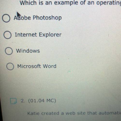 Which is an example of an operating system?? HELP ASAP