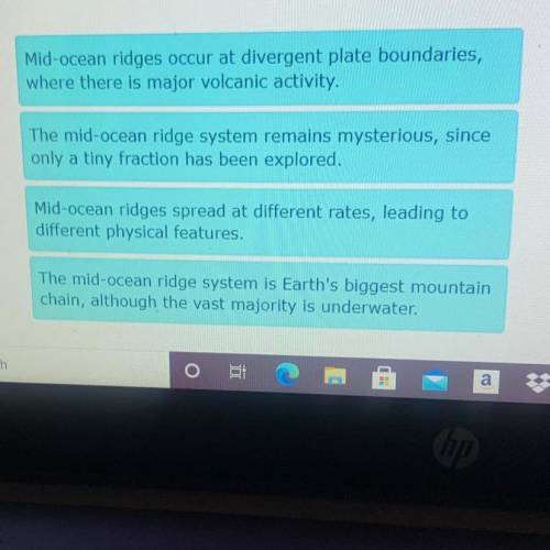 Order the key details to create a summary of the text.

Mid-ocean ridges occur at divergent plate