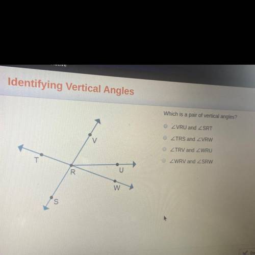 Which is a pair of vertical angles?