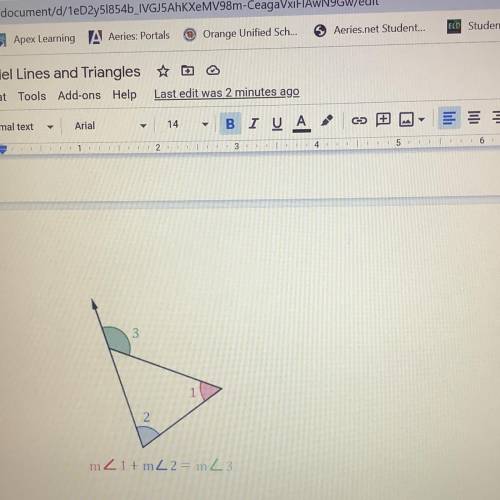 Please help me find What is the size of the third angle of the above triangle?