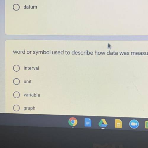 Word or symbol used to describe how data was measured