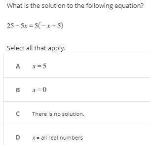 Multiple Choice! What is the solution to the following equation?