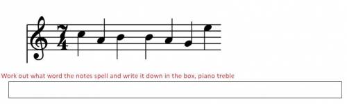 Work out what word the notes spell and write it down in the box, PIANO Treble Clef.

100 Points re