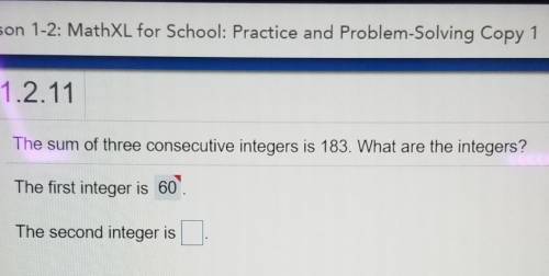 The sum of three consecutive integers is 183. What are the three integers?