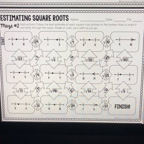 Instructions: Follow the best estimate of each square root plotted on the number lines to make it