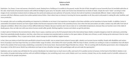 HELP ASAP Copy and paste the entire text of the Robots on Earth into a document. Read the article.