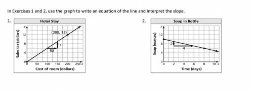 In Exercises 1 and 2, use the graph to write an equation of the line and interpret the slope.