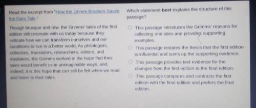 Read the excerpt from How the Grimm Brothers Saved the Fairy Tale.

Which statement best explain