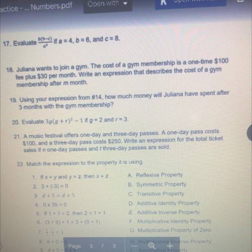 Can someone help me with 19 and 20 please