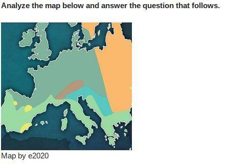 Identify the relative location of the Mediterranean climate region in Europe. What are the three ma