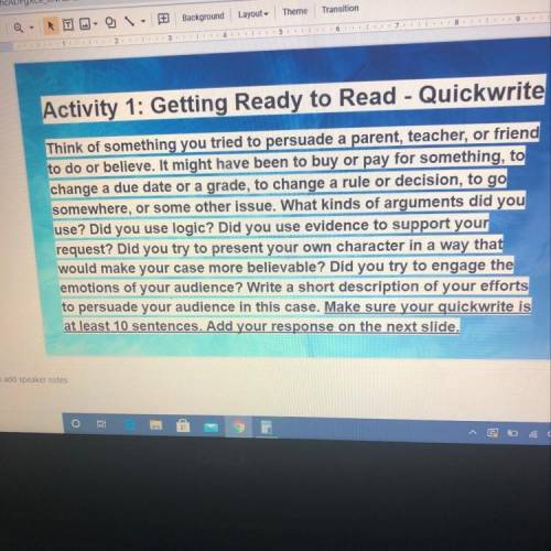 Quick write English essay