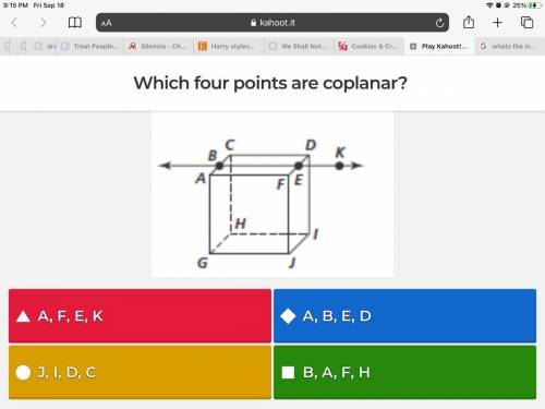 Which four points are coplanar