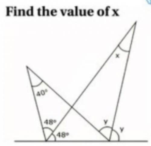 PLEASE HELP I NEED THIS 
find the value of x