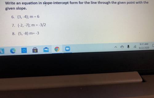 How do I write an equation in slope intercept form